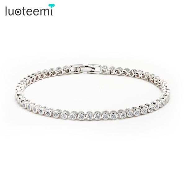 

luoteemmi china manufacturer women fashion round cz tennis bracelet bangles factory direct wholesale white gold-color, Black