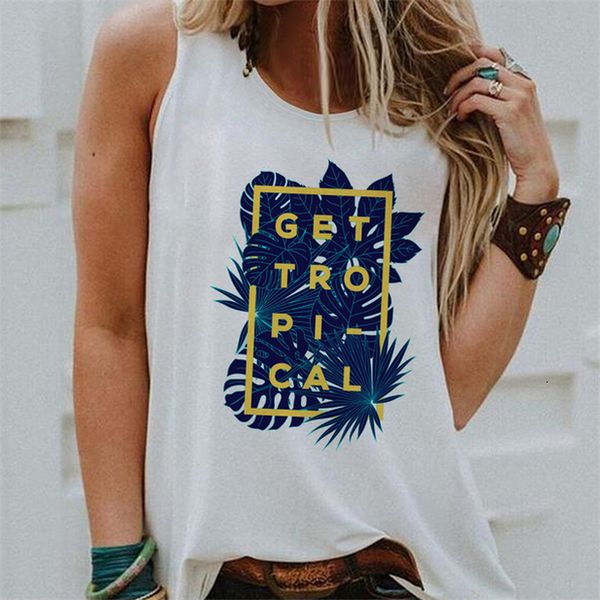 

2020 women vest tank camisole summer tropical wind print couple t shirts streetwear harajuku casual sleeveless large size, White