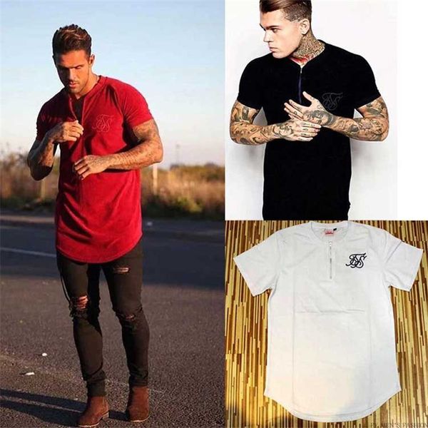 

новая мода шелка siksilk футболка черный белый красный твердый стиль хип-хоп tshirt моды мужской футболка топ men ярусного, White;black