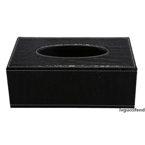 

durable home car rectangle pu leather tissue box paper holder case cover napkin(black crocodile grain