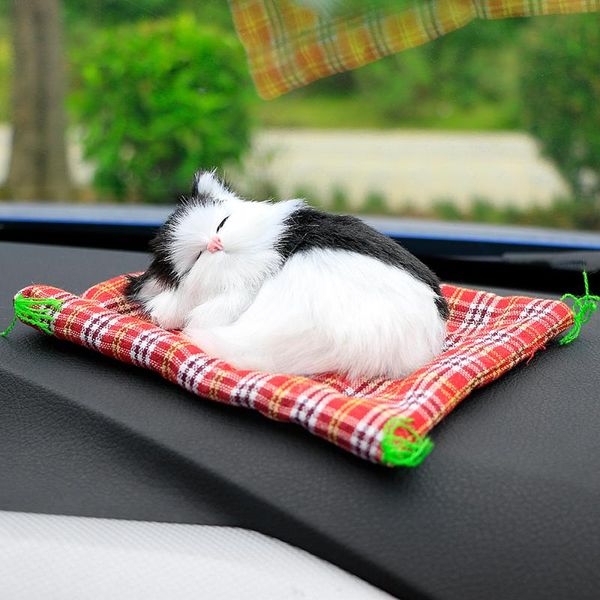 

cute simulation sleeping cats decoration automobiles lovely plush kittens doll toy children car ornaments gifts accessories