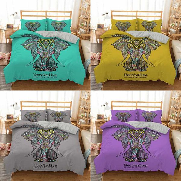 

bohemian elephant bedding set  size boho duvet cover bed set bedclothes 2/3pcs bedspread for kids