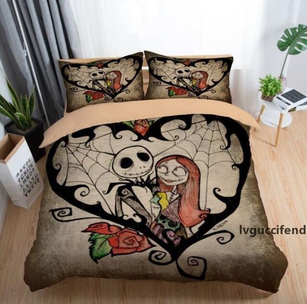 

the nightmare before christmas printed bedding set kids popular duvet cover set pillowcase twin full  king bed linens