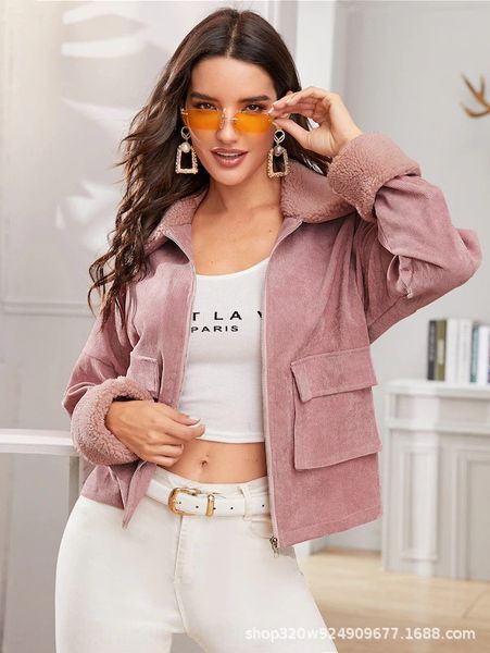 

jisyu women's 2019 autumn new lapel long sleeve pocket collage slimming women's 2019 autumn coat coatnew lapel long sleeve pocket, Black;brown