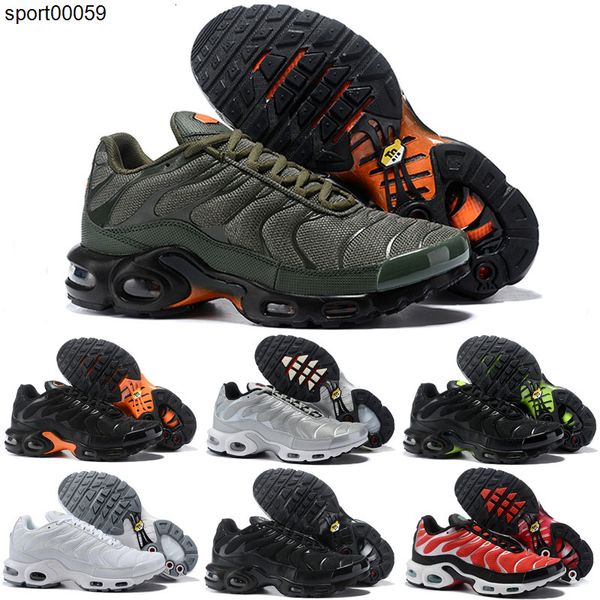 

2020 new black stripes blue vamp tn plus olive in metallic white silver mens womens kids running shoes sport sneakers