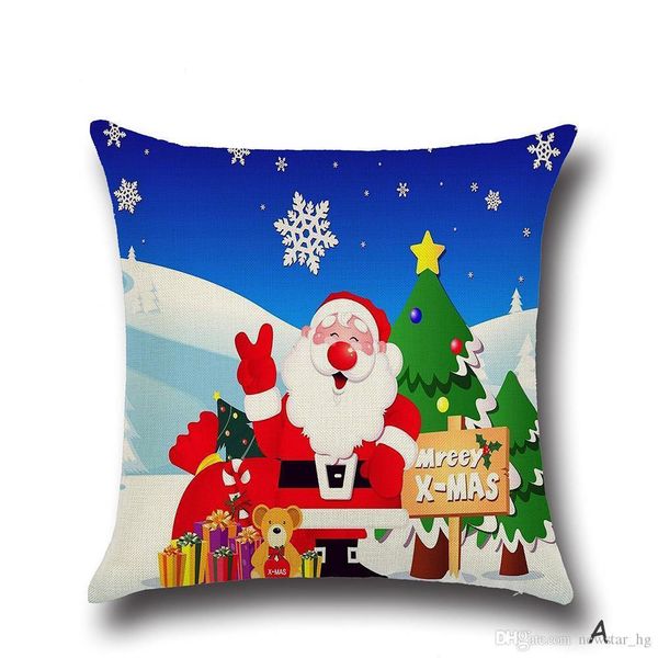 

45*45cm square throw pillow case merry christmas santa claus cotton linen cushion cover pillowcase xmas party home sofa bed decor