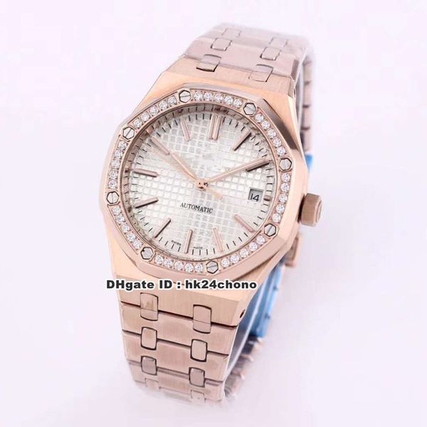 

12 style 37mm selfwinding automatic womens watch 15451or.zz.1256or.01 diamond bezel white dial rose gold bracelet ladies sports watches, Slivery;brown