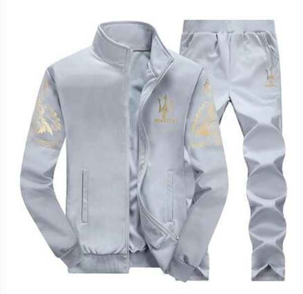 

autumn and winter new sports suit cardigan men's coat warm sweater trousers casual wear two piece trend hip hop men sweat suits, Gray