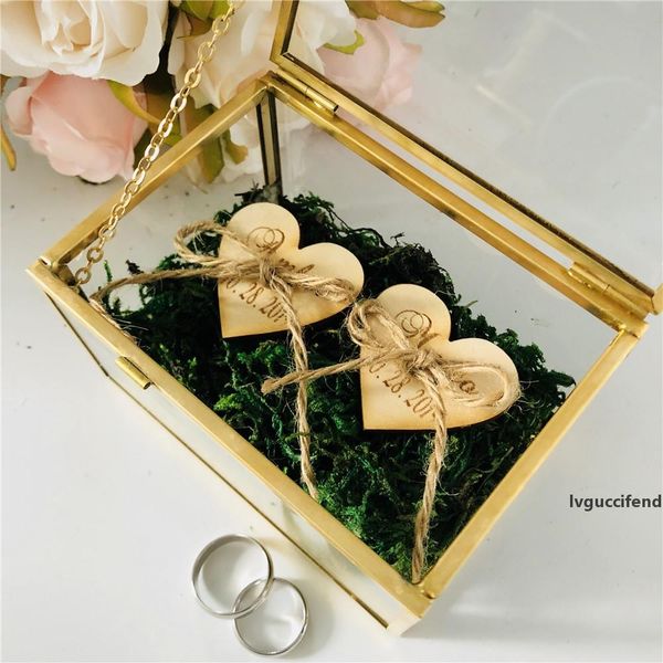 

personalized name glass ring box wedding glass with wood tag gifts holder geometric jewelry box supplies