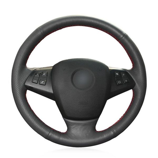 

for bmw e70 x5 2008-2013 hand-sewn steering wheel cover black artificial leather