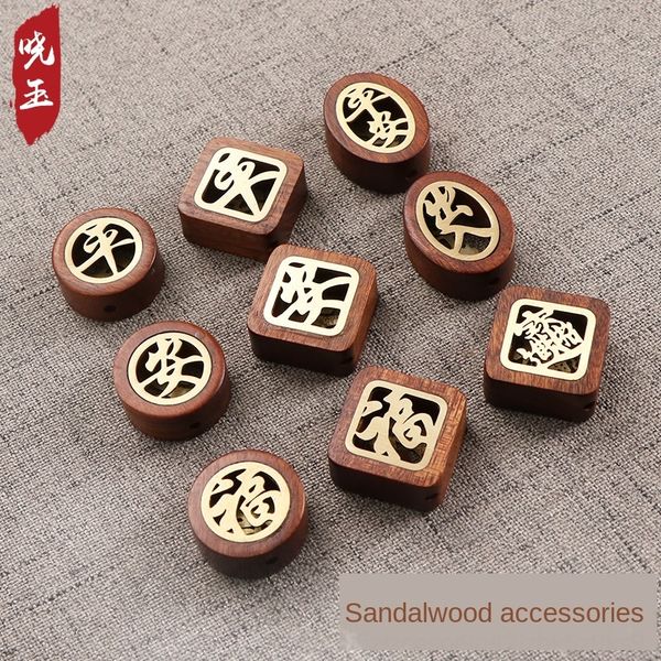 

red sandal peach inlaid rosewood wood mosaic crafts copper blessing in and out safe carving crafts accessories diy, Silver