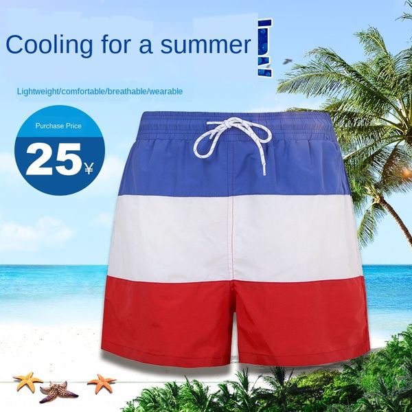 

men's green shorts beach pants casual beach pants color matching casual shorts