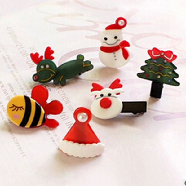 

cute christmas headwear for girls christmas tree/snowman/hat/dog shape mini hairpin creative decorations ic975412