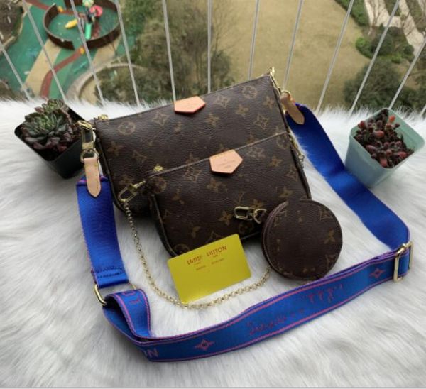 

3 pieces set favorite multi pochette accessories handbag purse genuine leather l flower shoulder crossbody bag ladies purses, Black