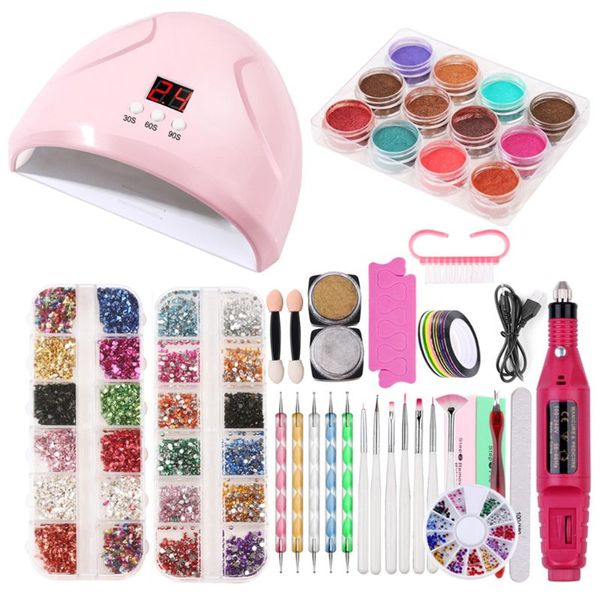 

nail set uv led lamp dryer with nail gel polish kit soak off manicure tools set electric drill for tools diy art