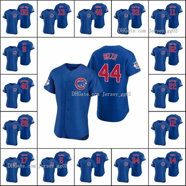 

chicago cubs men #9 javier baez 44 anthony rizzo 17 kris bryant women youth custom royal authentic 2020 alternate jersey, Black