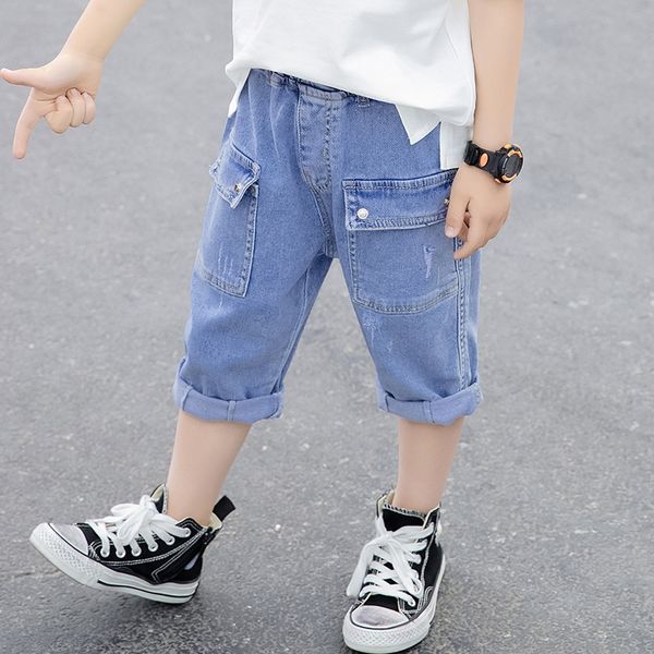 

reflective for children jeans clothing children's pants 2020 new reflective striped boy's jeans children's pants, Blue