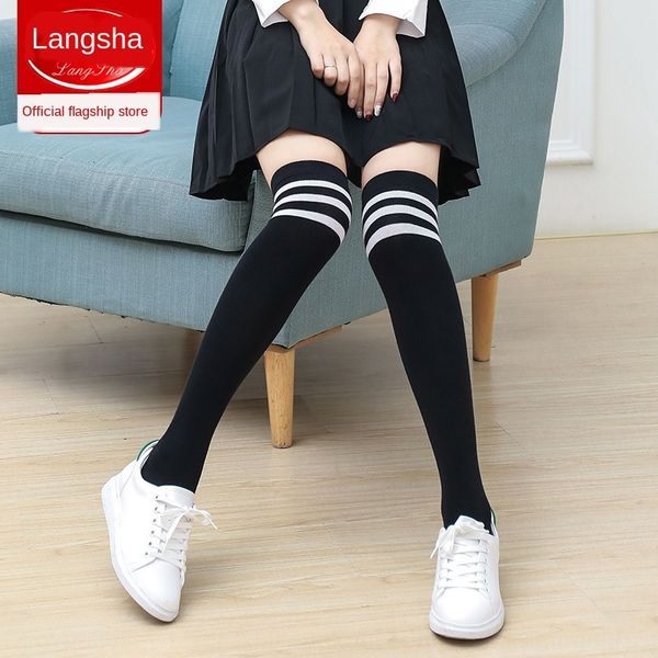 

langsha knee children's long tule cute student calf korean style high langsha knee children's socks tube mid tube thigh socks, Pink;yellow
