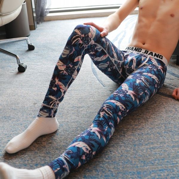 

thin men's autumn leggings warm tight warm pants printed autumn pants underwear 4019ck, Black;brown