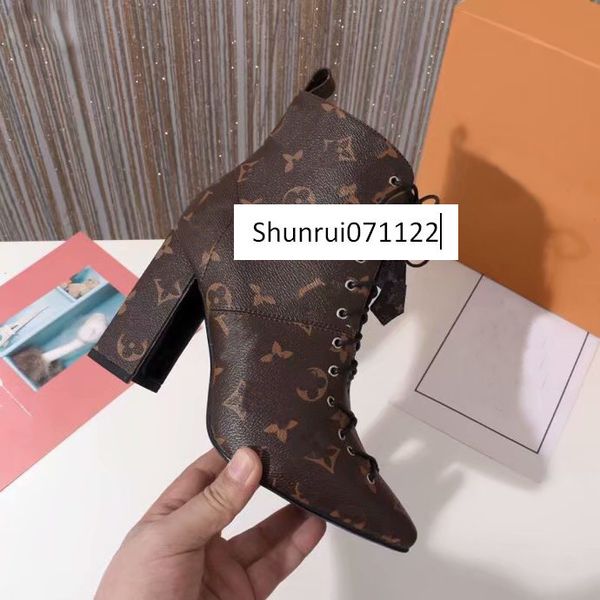 

последние matchmake ботильоны на высоком каблуке сапоги из натуральной кожи monogram canvas крест ремни носками дамы моды сапоги бесплатная