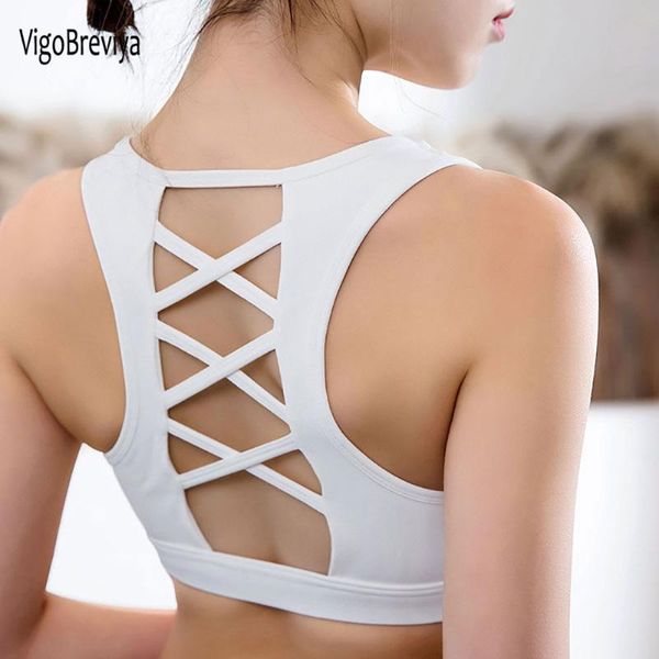 

vigobreviya mesh push up sports bra women seamless high impact active yoga crop fitness gym running brassiere vest, White;black