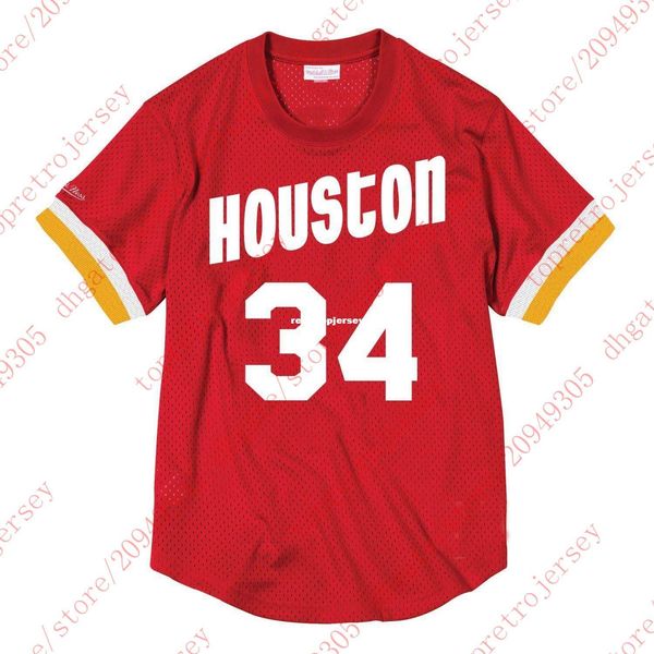 

custom #34 hakeem olajuwon red mitchell & ness men's mesh jersey shirt mens stitched summer tee basketball jerseys ncaa, Gray