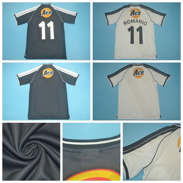 2000 2001 Jersey de futebol retrô vintage preto branco Romario Dede Luizao Paulo Miranda Juninho Donizete Match Weand Football Shirt Kits D-J-M