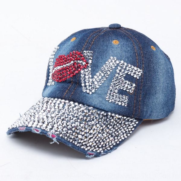 

fashion new fashion love lip rhinestone cowboy cowboy baseball cap baseball cap hat street shooting expert sun hat, Blue;gray