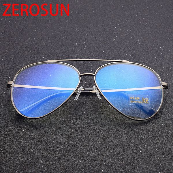 

zerosun eyeglasses frame men women aviation glasses man stainless steel spectacles computer glasses blocking blue light uv400, Black