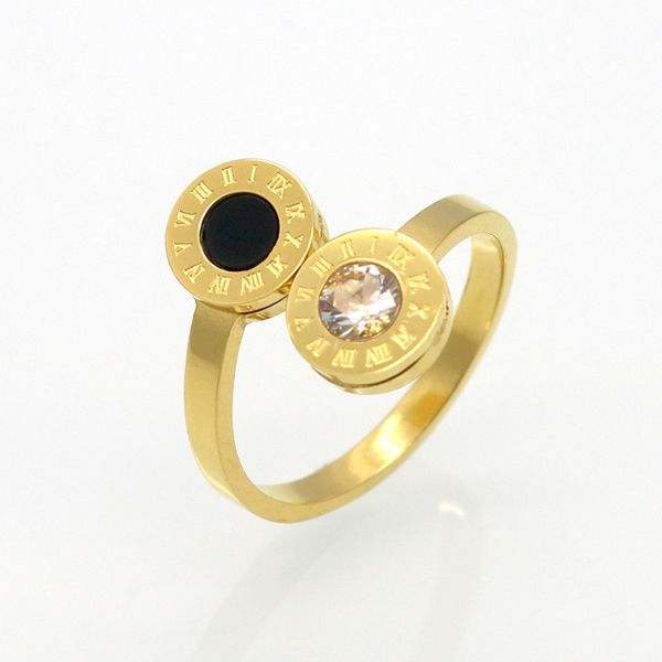 

explosion of foreign trade, classic personality, double round, rome digital ring, zircon, white agate, open ring, tide ring, Silver