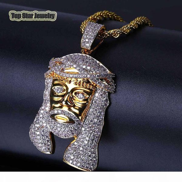 

316l stainless steel hip hop jewelry micro-inserts cubic zirconia jesus pendant necklace for mens rapper rock accessories, Silver