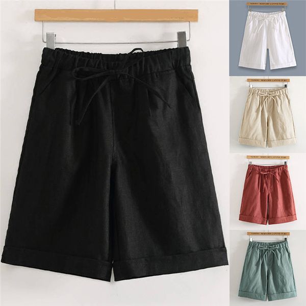 

women's capris elastic high waist trousers wide leg half pants plus size pants summer casual loose knee length -3xl, Black;white