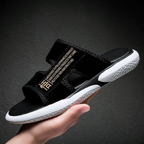 

men's one-word korean-style fashionable slippers outdoor casual slippers non-slip youth breathable shoes