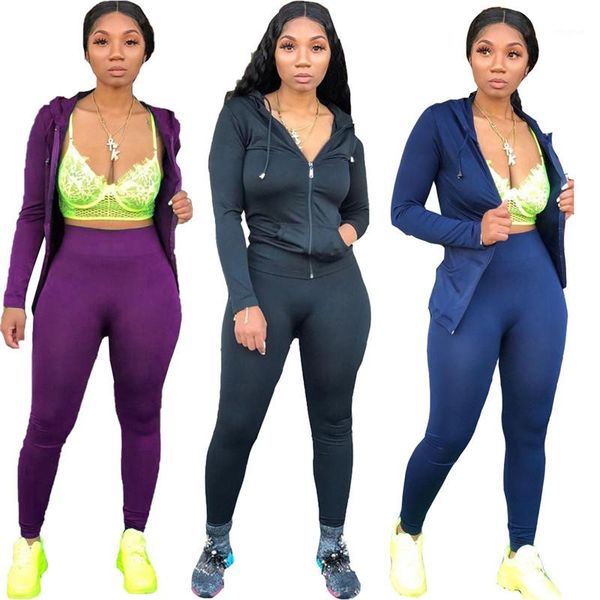 

tracksuits long sleeve hooded cardigan two piece pants new women autumn clothing women casual designer, Gray