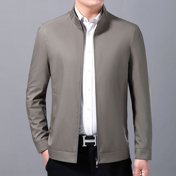 

gv1mi autumn middle-aged coat casual stand collar thin loose dad clothing autumn middle-aged men's coat casual stand collar thin jacket, Black;brown