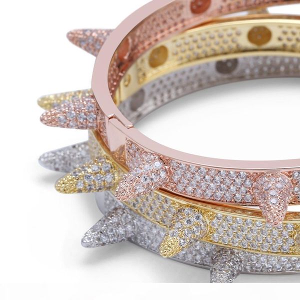 

g topgrillz шипы rivet stud мужские браслеты шарма браслет iced out золото серебро цвет браслеты hip hop punk gothic bling ювелирные изделия, Golden;silver