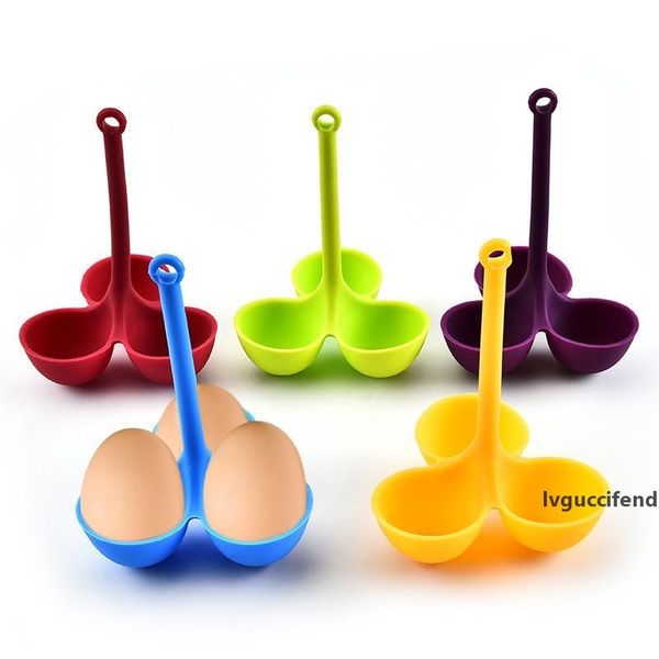 

new silicone egg poacher cook poach pods with handle 3pcs set food silicone hard boiled egg cooker kitchen tools