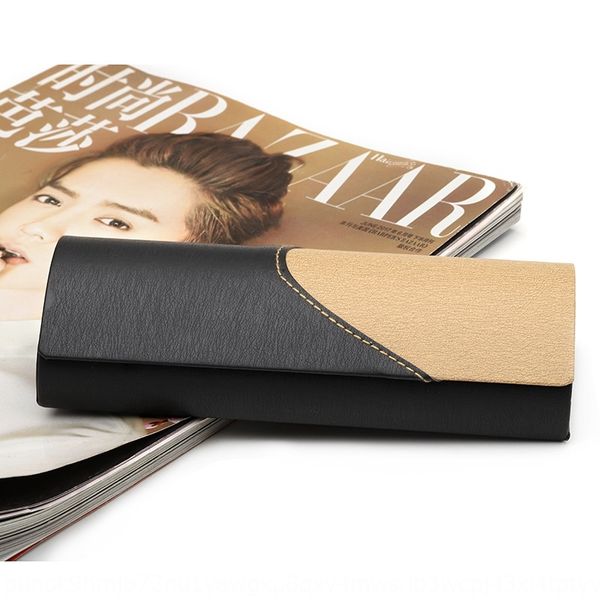 

new presbyopic case presbyopic glasses case box 2020 new handmade imitation leather contrast plain glasses box, Blue