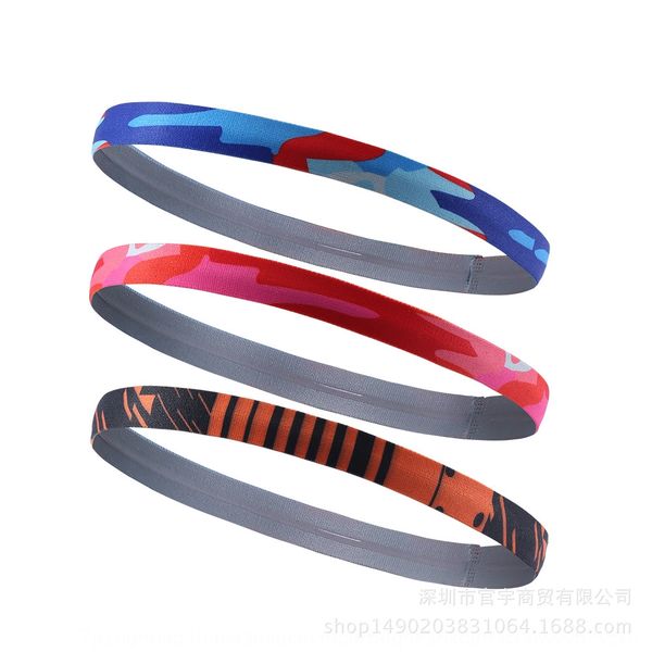 

tpz0j sports riding sweat-relieving belt thermal transfer printing flower silicone non-slip hair silicone hair band headband running sports, Yellow;black