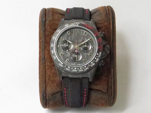 

tw produces carbon fibre mens watch 7750 movement watches men automatic three-eye multi-function timing mens watches montre de luxe v2, Slivery;brown