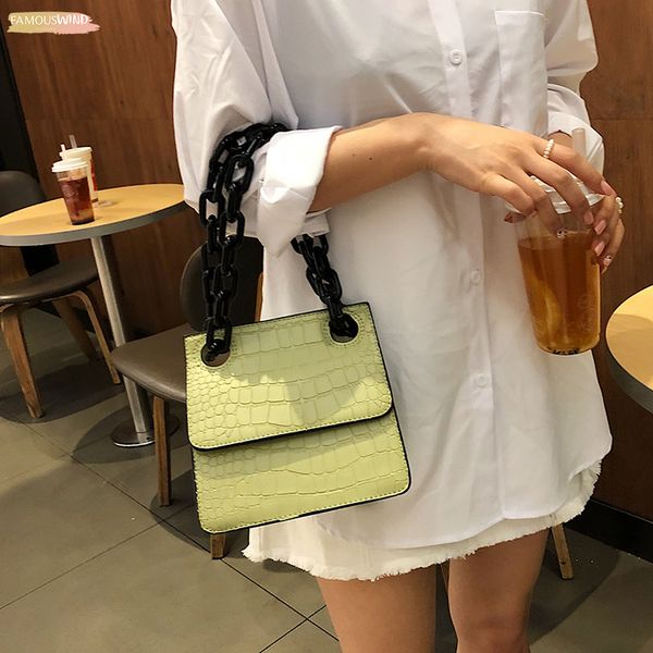

2020 new korean fashion trend stone pattern buckle small square shoulder crossbody bag ladies crocodile skin designer bags sac