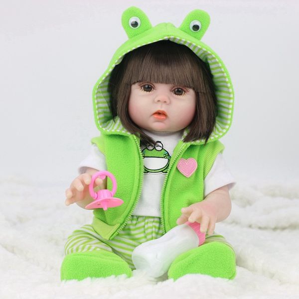 

july's song 45cm full silicone drinking water pee reborn baby doll toy for girl vinyl bebe bathe toy birthday gift for kids t200712, White