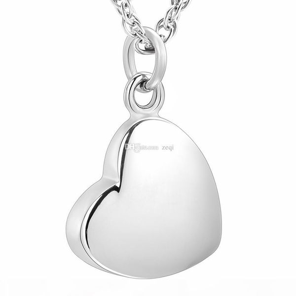 

ija006 stainless steel blank heart cremation urn necklace memorial ashes keepsake box necklace, Silver