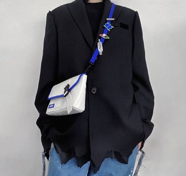 

ader error 20ss yang micai xu kun same coat shoulder hole irregular hem incomplete suit coat, White;black