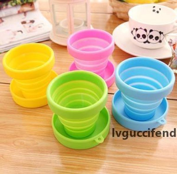 

the latest 4 styles travel silicone folding cup outdoor sports cup, can be folded, comes with a lid, food-grade material, ing