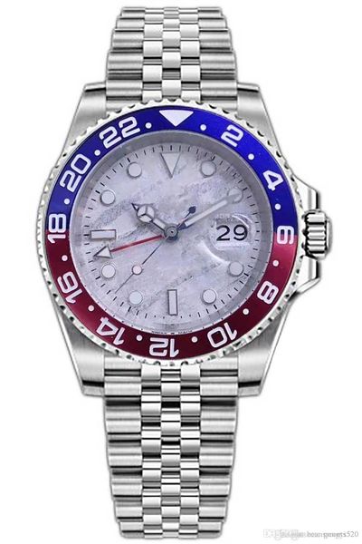 

watch, gmt, coke bezel, 40mm dial, men's mechanical watch, automatic men's fashion watch, folding buckle, Slivery;brown