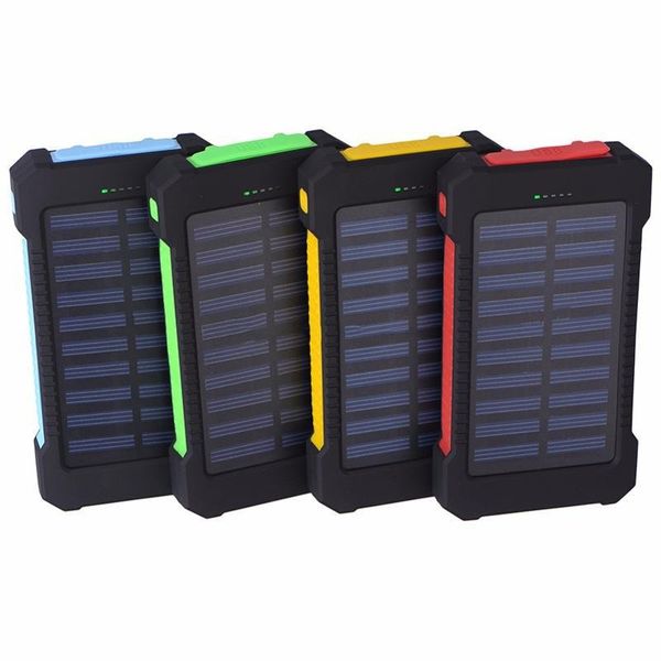 Banca di energia solare della bussola impermeabile in fabbrica 20000 mAh Caricatore della batteria del cellulare universale con torcia a LED e luce da campeggio bussola