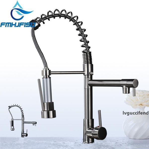 

wholesale and retail chrome brass kitchen faucet dual spout swivel bar vessel sink mixer tap deck mounted t200424