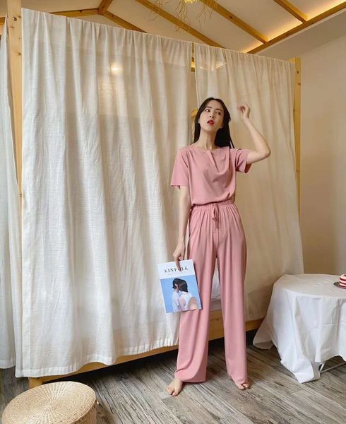 

soft pants t-shirt wide leg pants fashion casual suit 2020 spring new loose t-shirt wide leg trousers two-piece suit for women, Gray