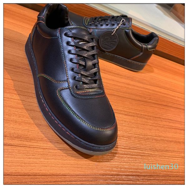 

2020 italy luxury casual shoes zipper men and women low flat shoes genuine leather mens shoes designers sneakers trainers l30, Black